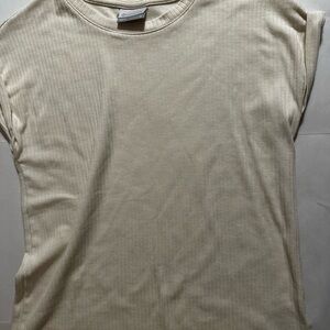 Columbia Women's Light Cream Short Sleeve Ribbed Top